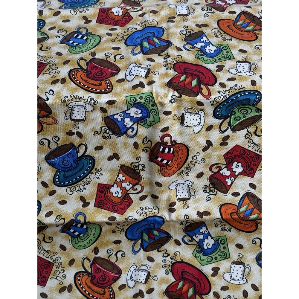 Robert Kaufman Coffee Cups Fabric Loralyn Simms 2 Yards 57in Wide D3415